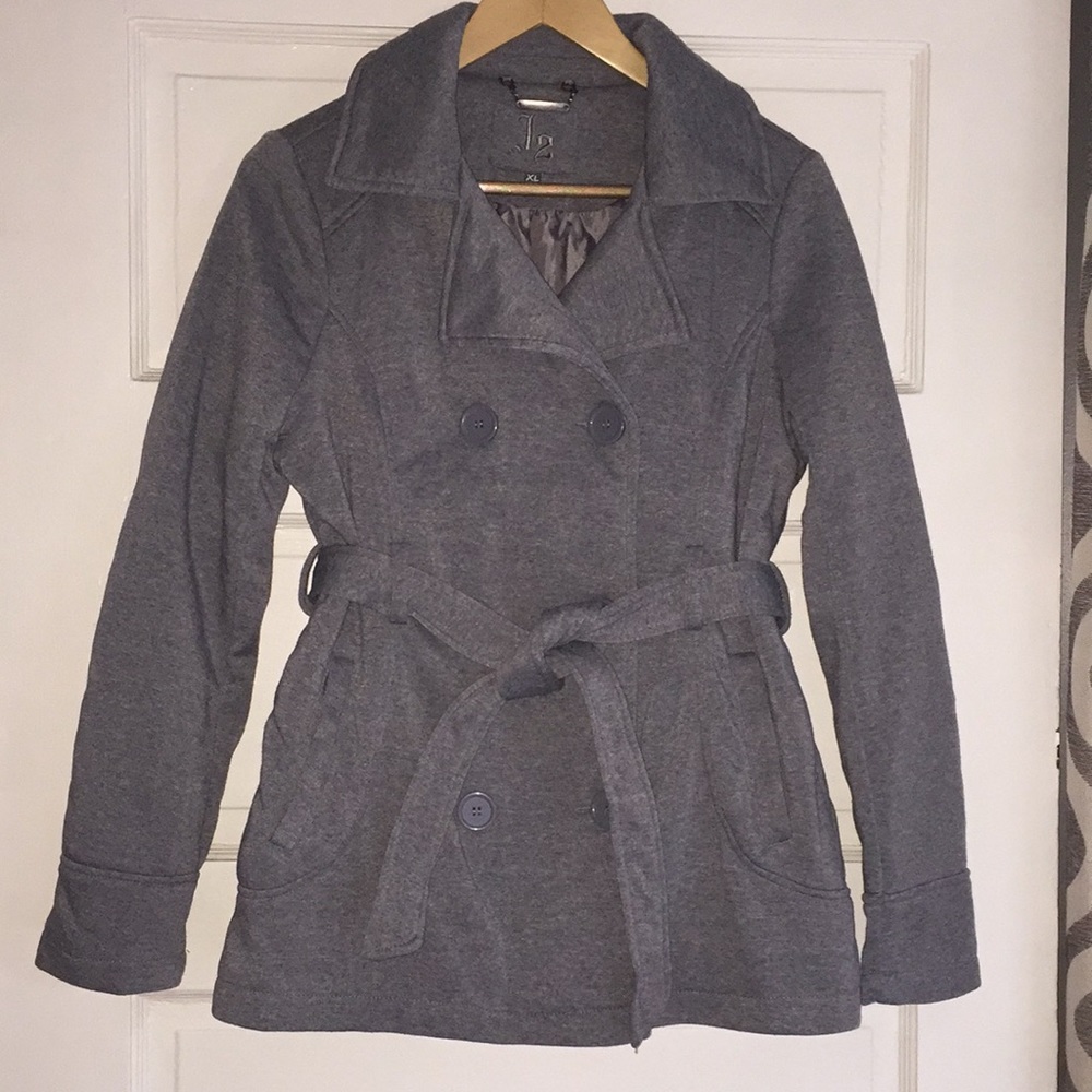 Gray Stretch Belted Peacoat by J2 size XL